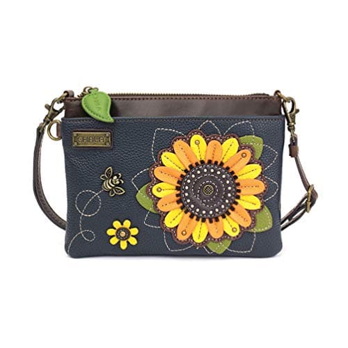 CHALA Mini Crossbody/Purse with Convertible Strap Stylish, Compact, Versatile - Sunflower - navy