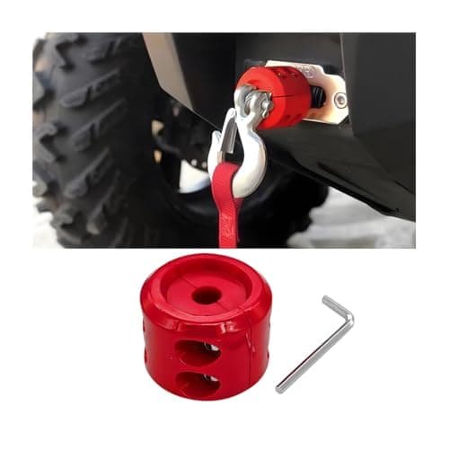 Bittwee Car Rubber Winch Stopper for ATV UTV Truck Cable Saver Hook Stopper Line for Synthetic Rope Bump Shock Saver Dampener with Stainless Steel Screw and Nut Quick Installation Tool Red