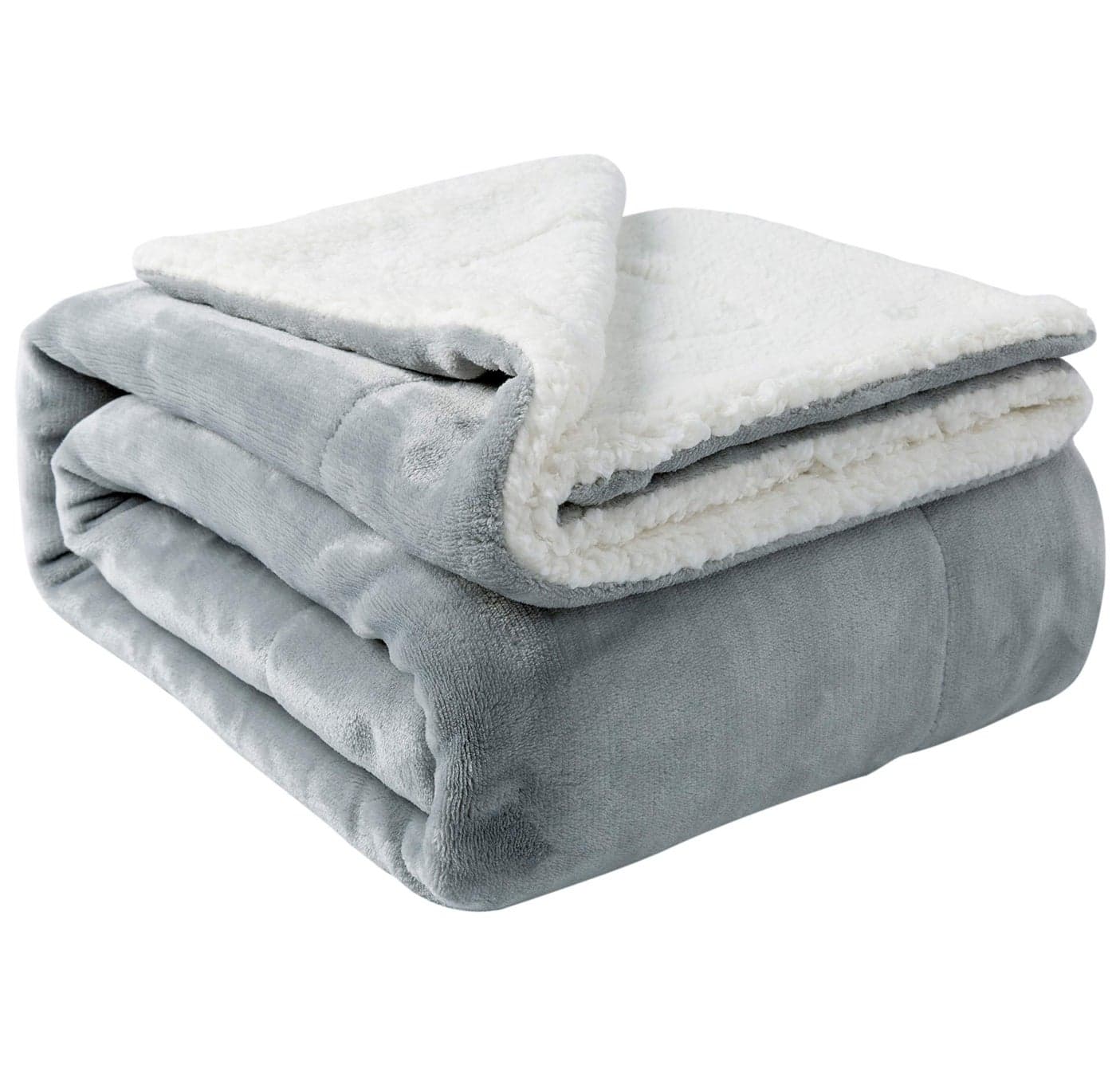NANPIPER Sherpa Blanket Warm Blankets for Winter Super Soft Fuzzy Flannel Fleece/Wool Like Reversible Velvet Plush Couch Blanket Lightweight(Light Grey Throw Size 50"x60")