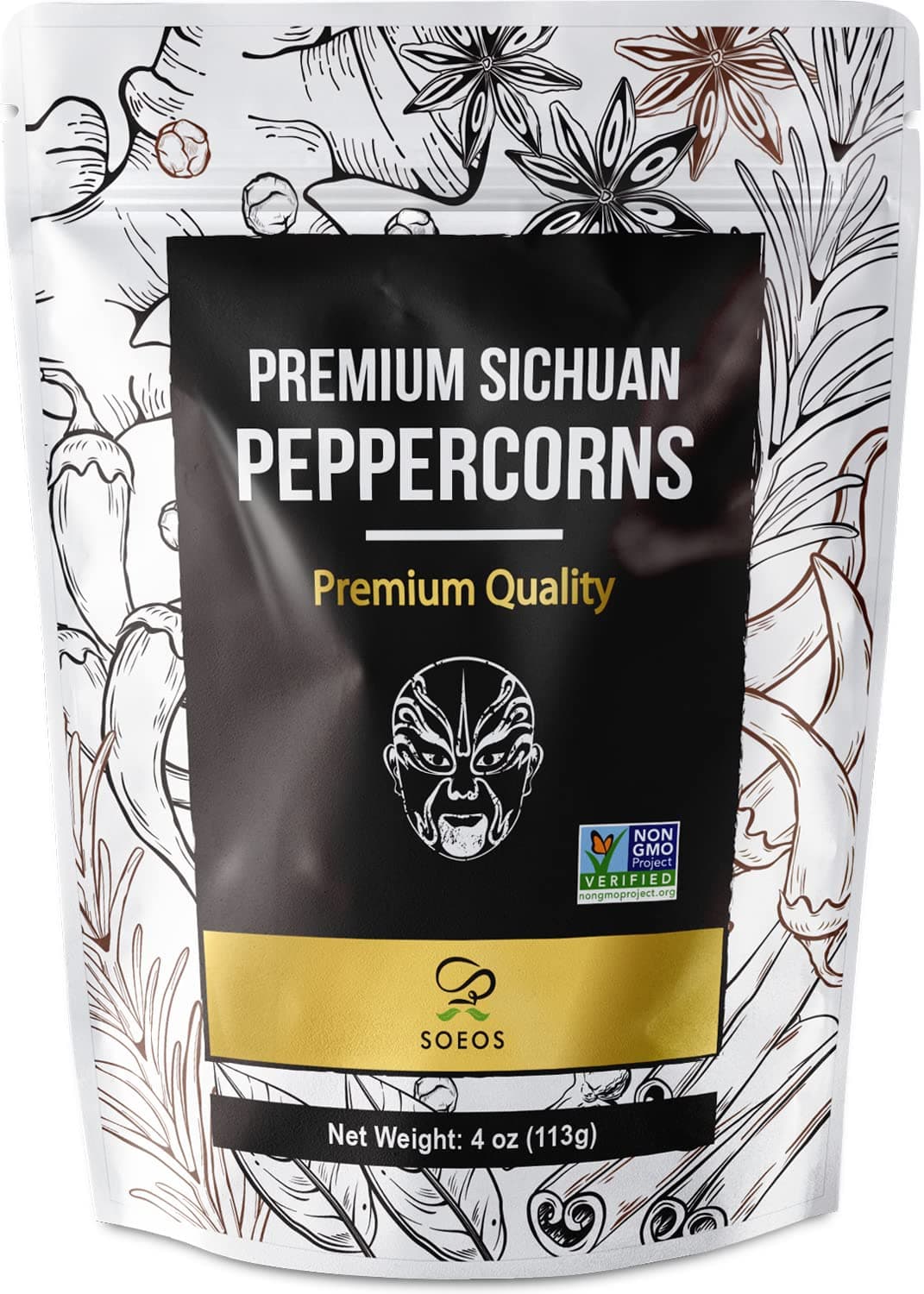 Soeos Premium Szechuan Peppercorns, 4oz(113g), Authentic Sichuan Red Peppercorn, Numbing and Tingle Effect, Less Seeds, Strong Flavor, Essential for Mapo Tofu, Kung Pao Chicken and Asine Cusine