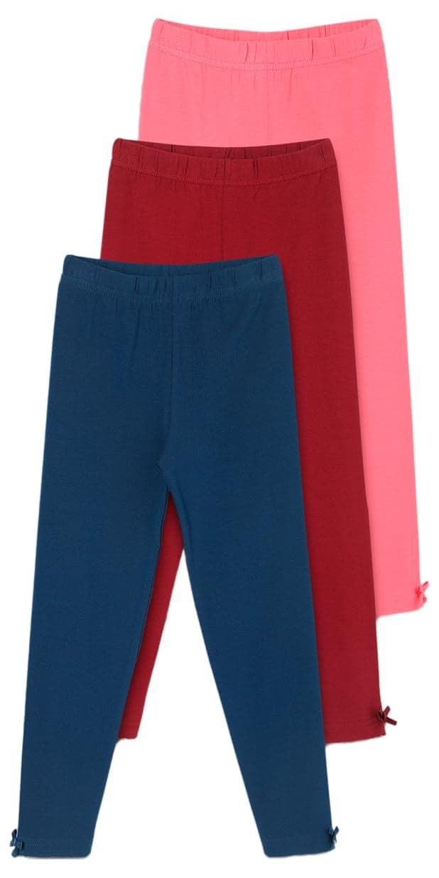 Max Girls Solid Full-Length Leggings - Pack of 3 (3-4Y)