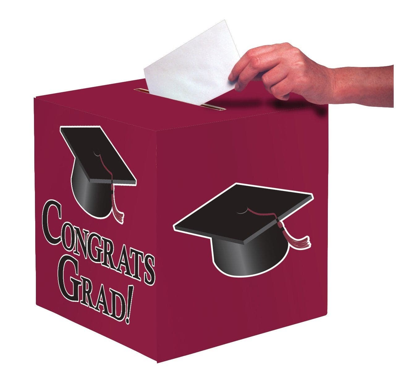 Creative Converting Congrats Grad Card Holder Box Burgundy