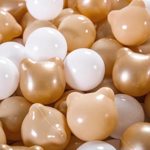 GOGOSO Bear Ball Pit Balls Shapes BPA Free Plastic Play Balls Crush Proof Kids Toddlers Baby Pastel Pelotas Toy Shaped Giant Friendship Bracelet 215inch 100pcs Brown Beige White
