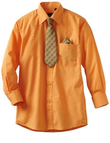 American Exchange Little Boys' Little Dress Shirt With Tie And Pocket Square, Orange, 1