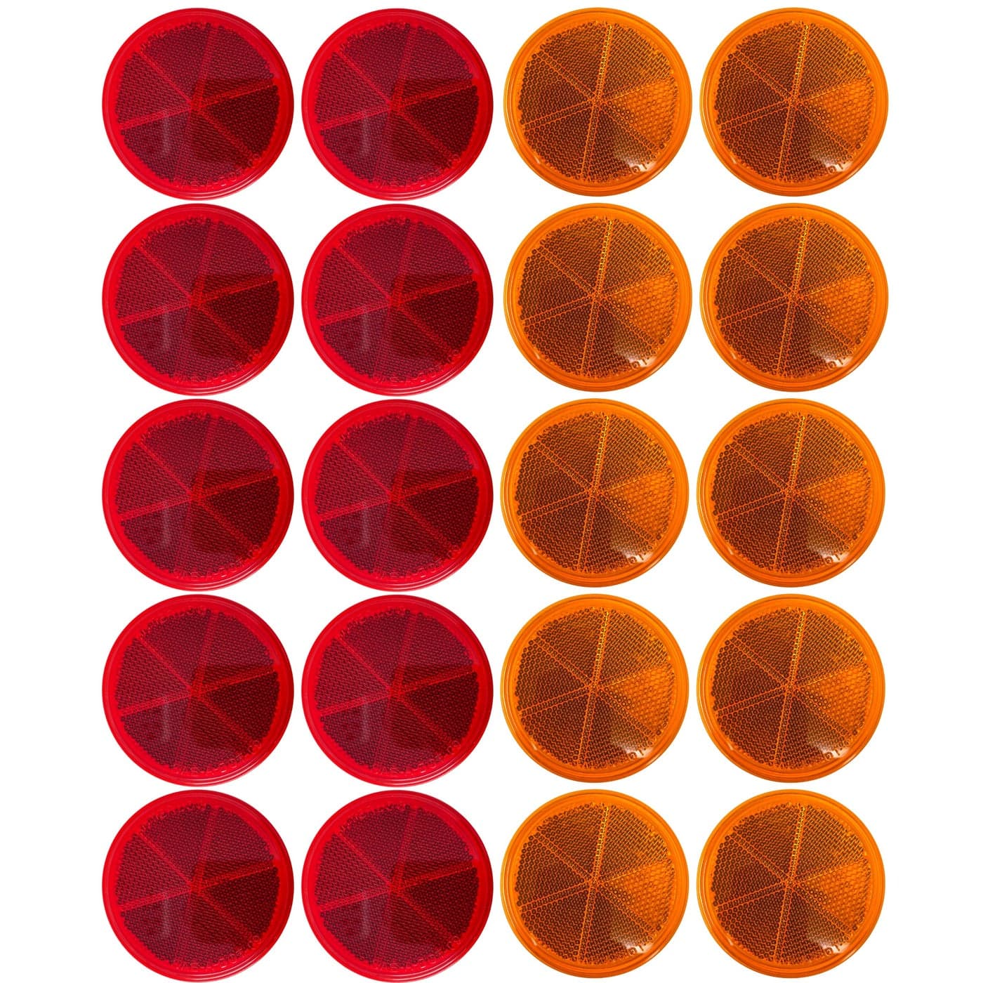 All Star Truck Parts Class A 3 Round Reflector Strong Stickon REDAmber for Trailers Trucks Automobiles Mail Boxes Boats SUVs RVs Industrial Applications 10x Red 10x Amber