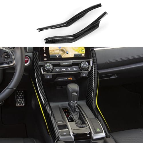 BRMYL Side Gear Shift Panel Strips Trim Decals for Honda Civic 20162021 10th Gen Accessories Car ABS Carbon Fiber Interior Stickers
