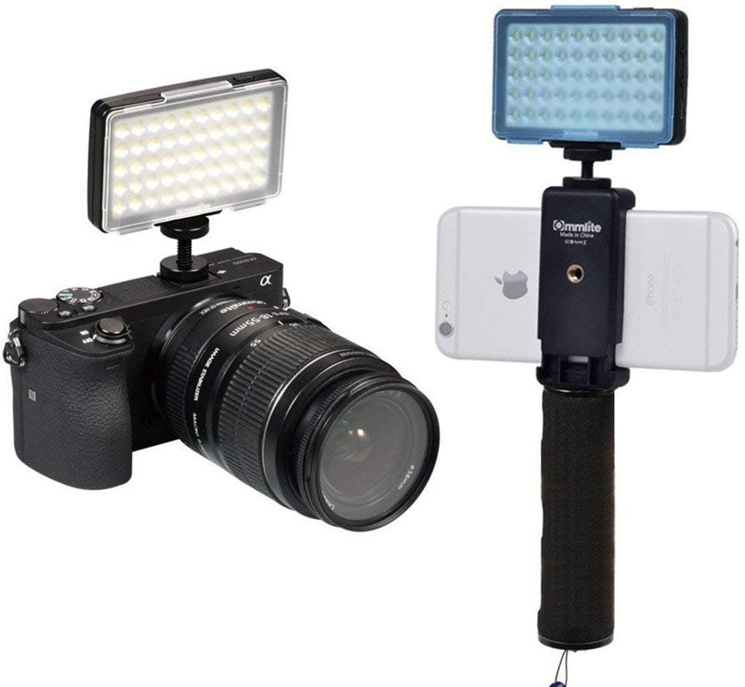Commlite CM-L50 LED Camera Video Light, 50 LED 5700-6000K Dimmable Mini Panel Light for Smartphones and Cameras, fit for Canon, Sony, Nikon, iPhone, Samsung, Huawei Phones