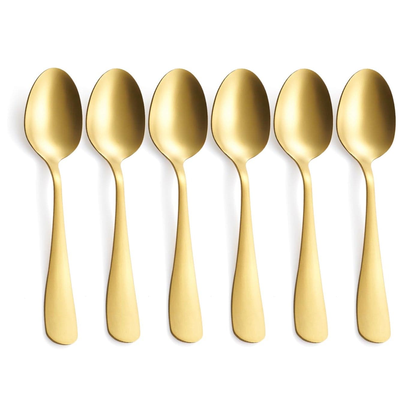GoGeiLi Matte Gold Dessert Spoon Set 68inch Stainless Steel Satin Finish Gold Teaspoon Coffee Espresso Spoon Set of 6 Dishwasher Safe