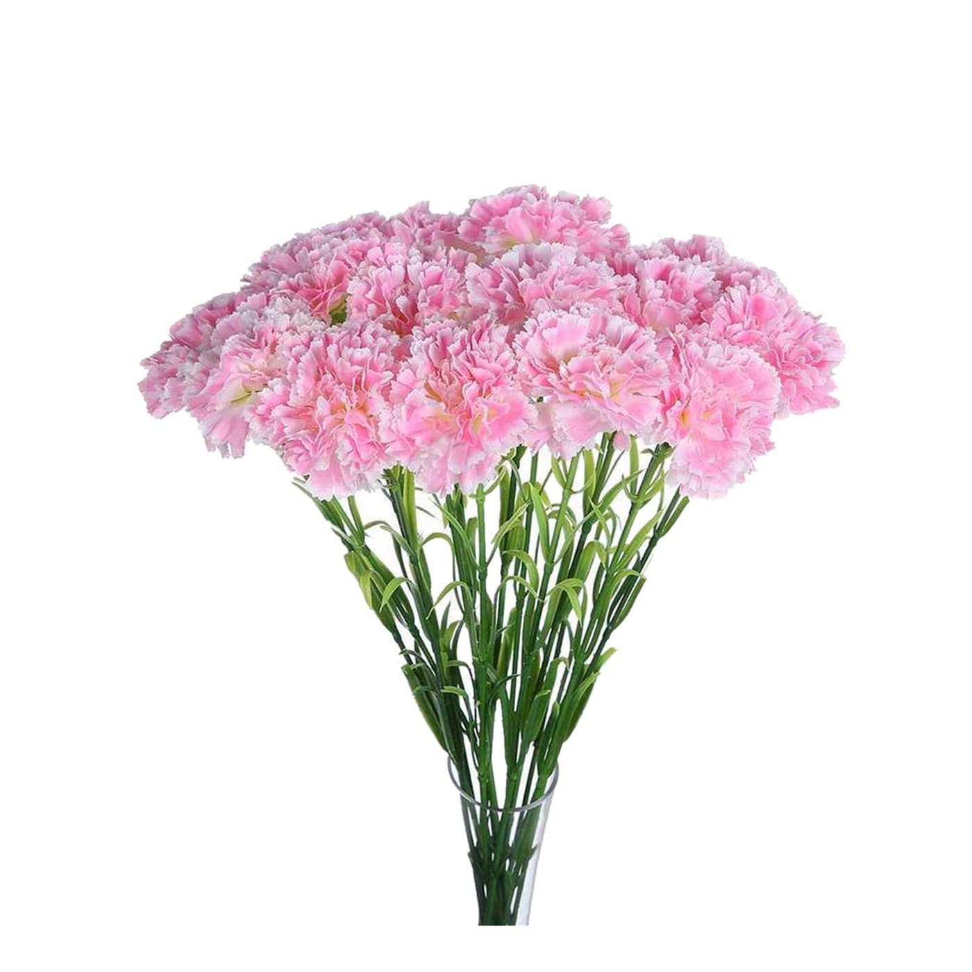 20 inch Bouquets 10 Stem CarnationsOutdoor UV Resistant No Fade Artificial FlowerCarnation Silk Petals Fake Flowers Forever Plants for Photo Props Home Party and Wedding Decor Light Pink