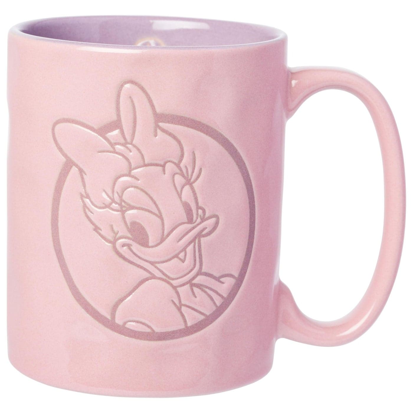Silver Buffalo Disney Mickey and Friends Featuring Daisy Duck Etched Engraved Wax Resist Handmade Ceramic Pink and Purple Pottery Mug 17 Ounces