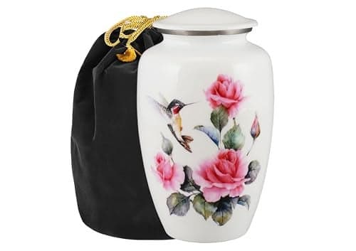Pink Rose Humming Bird Adult Cremation Urns for Human Ashes Decorative UrnERN for Human Ashes Female MaleUrns for Ashes Men WomenFuneral Urn Pink Rose Adult