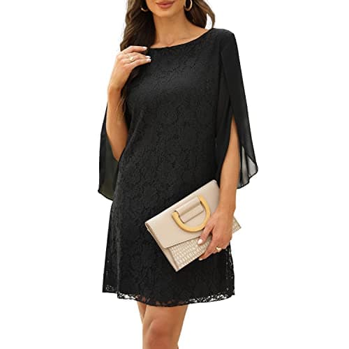 COOAN Wedding Guest Cocktail & Formal Dresses for Women - Lace Sequin Prom Evening Dress Black