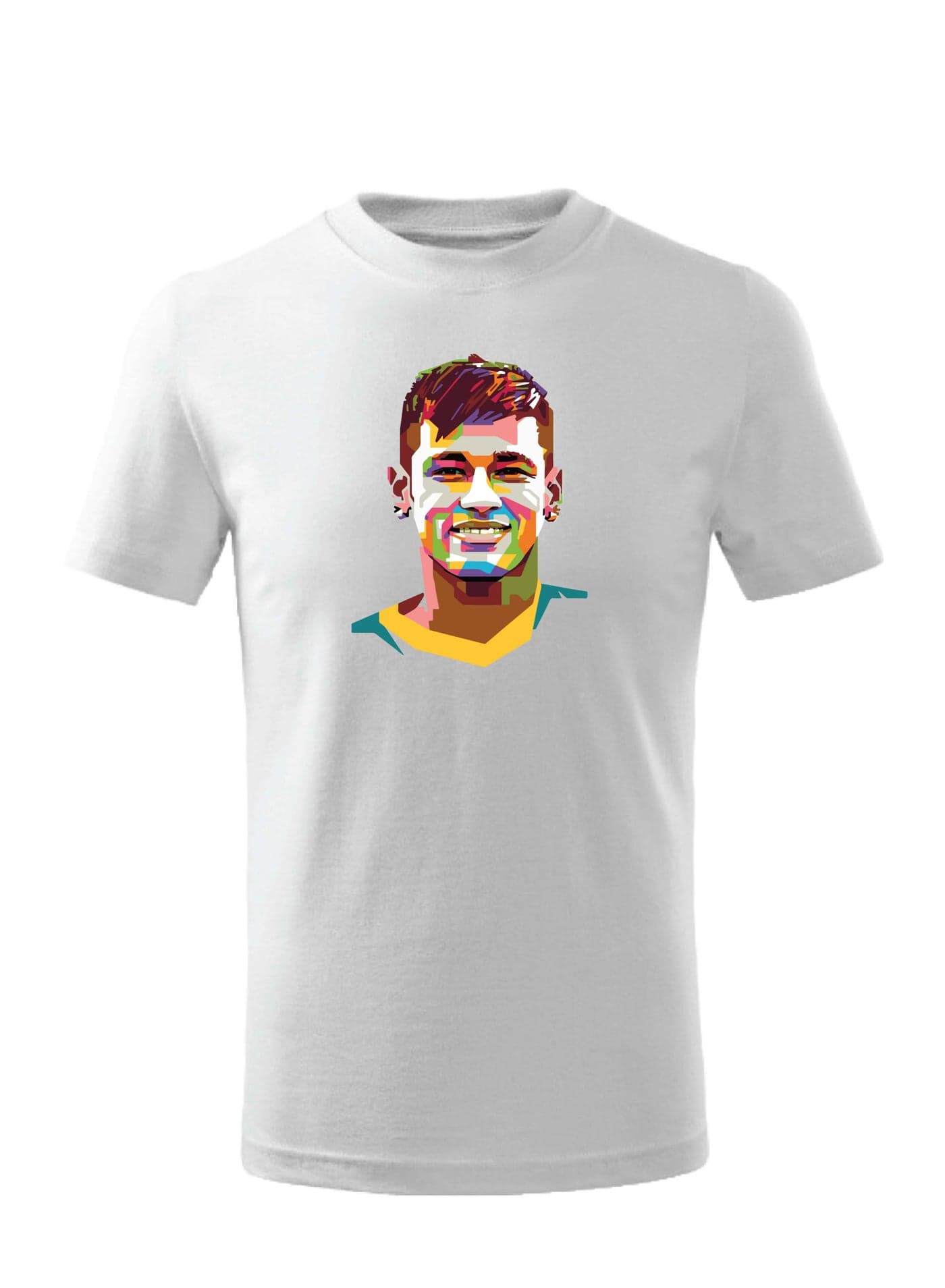 Brazil Soccer Printed Round neck cotton Tshirt for Sports fan unisex Adults and Kids White — L