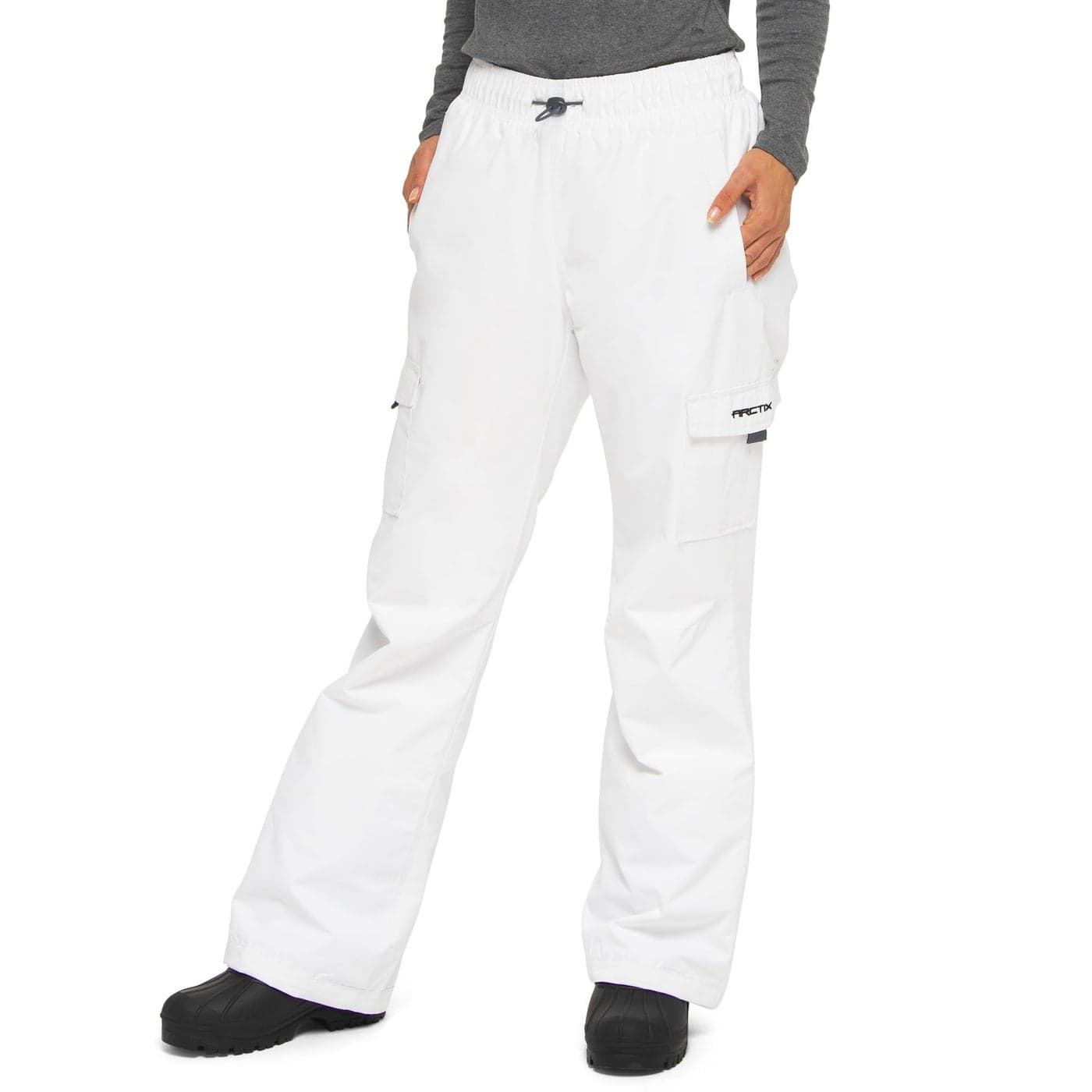 Arctix Womens Lumi Pull Over Fleece Lined Cargo Snow Pants White Medium