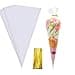 MAOUYWIEE 100 Pieces Popcorn Bags for Party Cone Shape Bags Transparent Cello Bags Sweet Clear Treat Bags with 100 Pieces Twist Ties63 X 118 Inch Gold Twist Ties