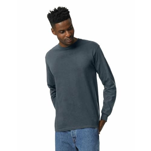 Gildan Men's Ultra Cotton Long Sleeve T-Shirt, Style G2400, Multipack, Dark Heather (2-Pack), 3X-Large