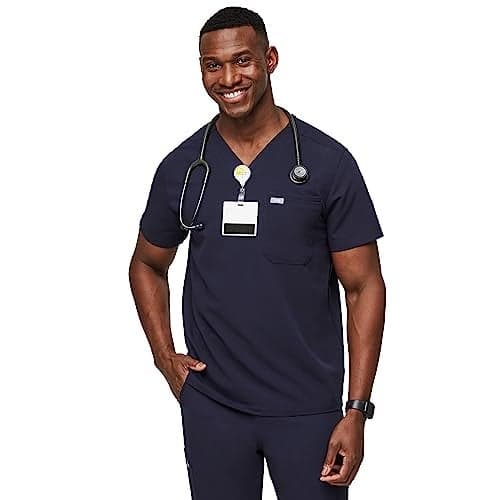 FIGS Leon Three-Pocket Scrub Top for Men - Navy Blue, L