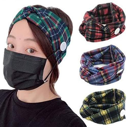 LittleB Button Headbands Wide Knotted Headband Set Yoga Head Wrap Running Non Slip Head Bands for Women (3PC)