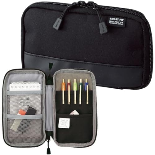 LIHIT LAB Compact Pen Case Pencil Case Water Stain Repellent35 x 65 Black A768724