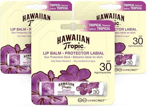 Hawaiian Tropic Lip Balm Pack of 3 Sunscreen Lip Balm SPF 30 Tropical Flavor 4 g