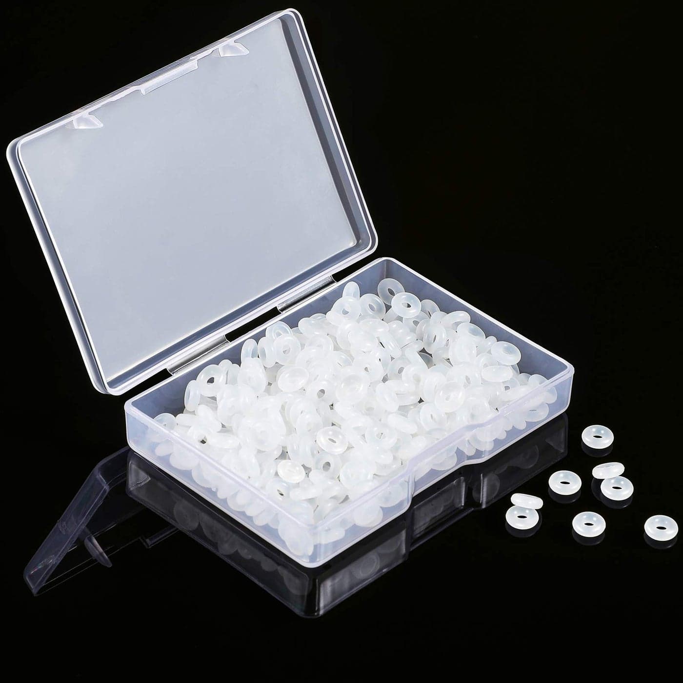 300 Pieces Silicone Rubber Stopper Rings Clear O Rings Rubber Spacer Beads Hoops for Bracelet Necklace DIY Jewelry Making Accessories