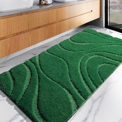 DEXDE Bathroom Rugs Runner 24 x 60 Inch, Extra Long Bathroom Rug Non-Slip Machine Washable Bath Mats Rug Green Soft Carpets for Bedroom Shower