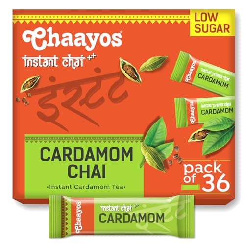 Chaayos Instant Tea Premix - Elaichi Flavour - Low Sugar (12g * 36 sachet) (Makes 150ml), Elaichi Tea Powder, Premix Tea, Elaichi Chai, Desi Chai