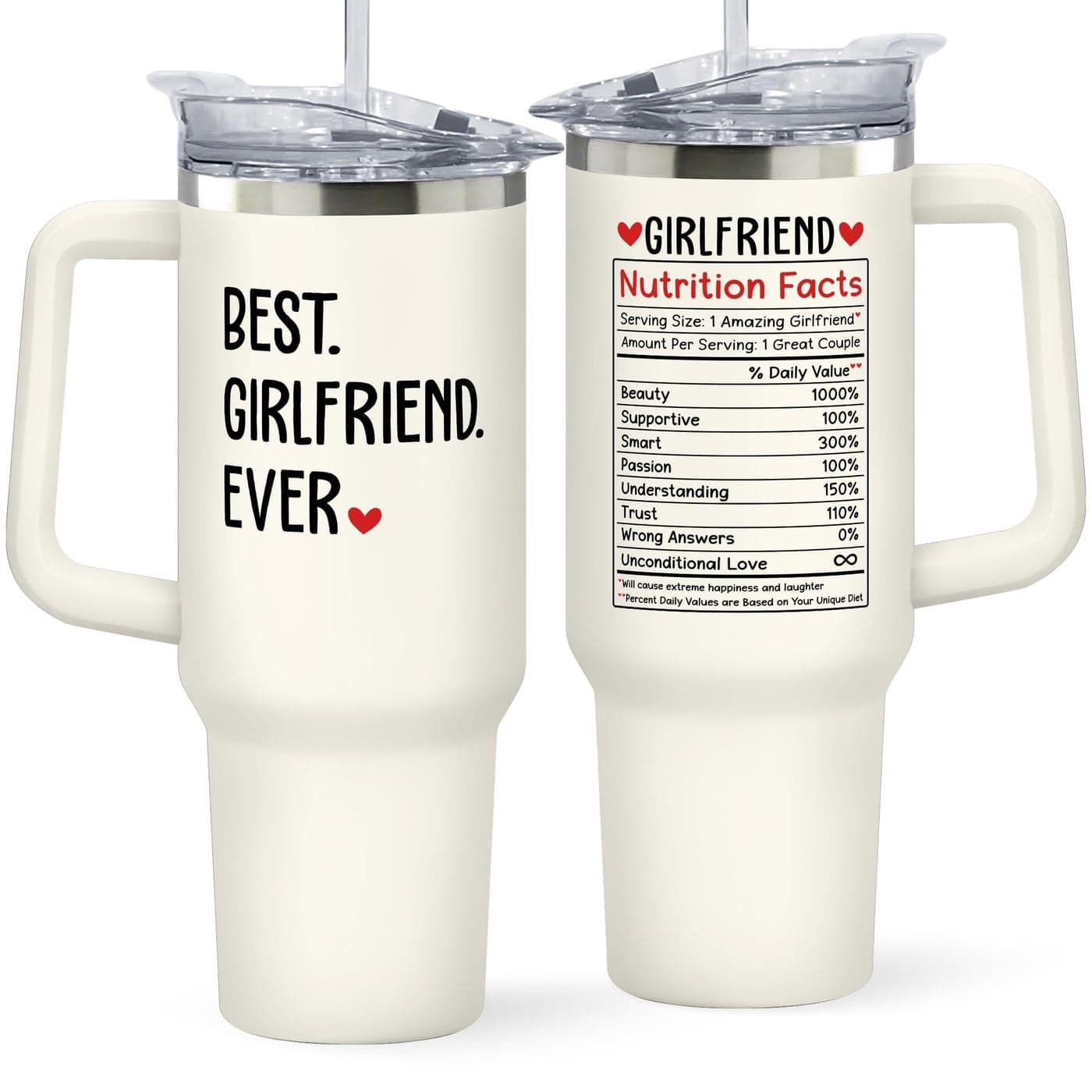 SUCHAGIFT Gifts for Girlfriend Girlfriend Gifts for Women Anniversary Valentines Birthday Cup for Her Romantic Love Glass for Couple 40 Oz Stainless Steel Tumbler with Lid