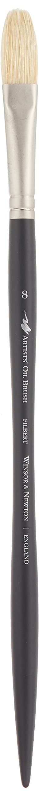 Winsor & Newton Artists' Oil Hog Paint Brush, Long Handle Size 8, Filbert