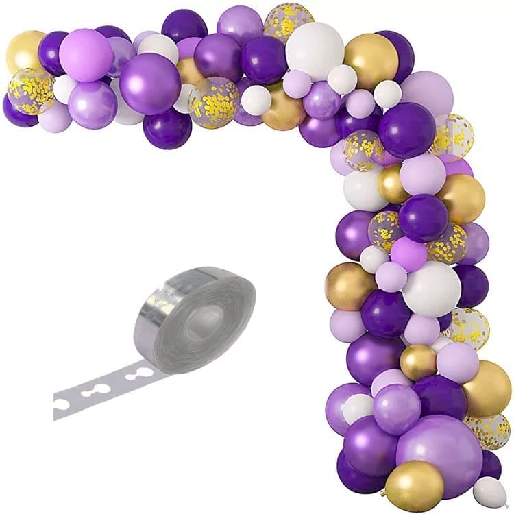 SOI Purple Decoration item 46 PCS | Metallic Pastel Balloons | Confetti Balloons For Decoration | Purple Decoration For Birthday (Purple White)