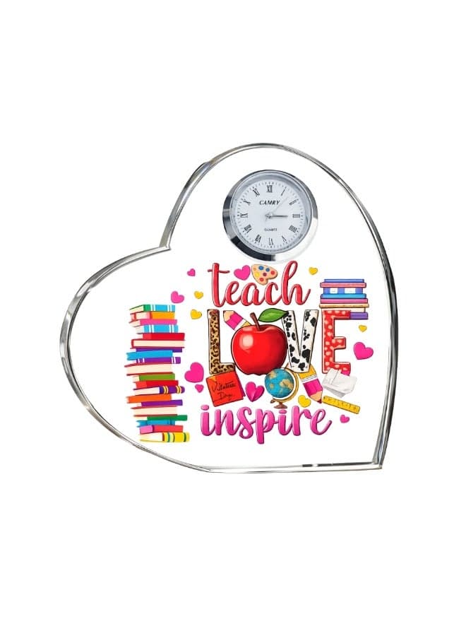 Teacher's Day Gift Heart-Shaped Crystal with Clock Unique Gifts - Gifts for your Teachers - Teacher Gifts - Gifts for Teacher- World Teachers Day