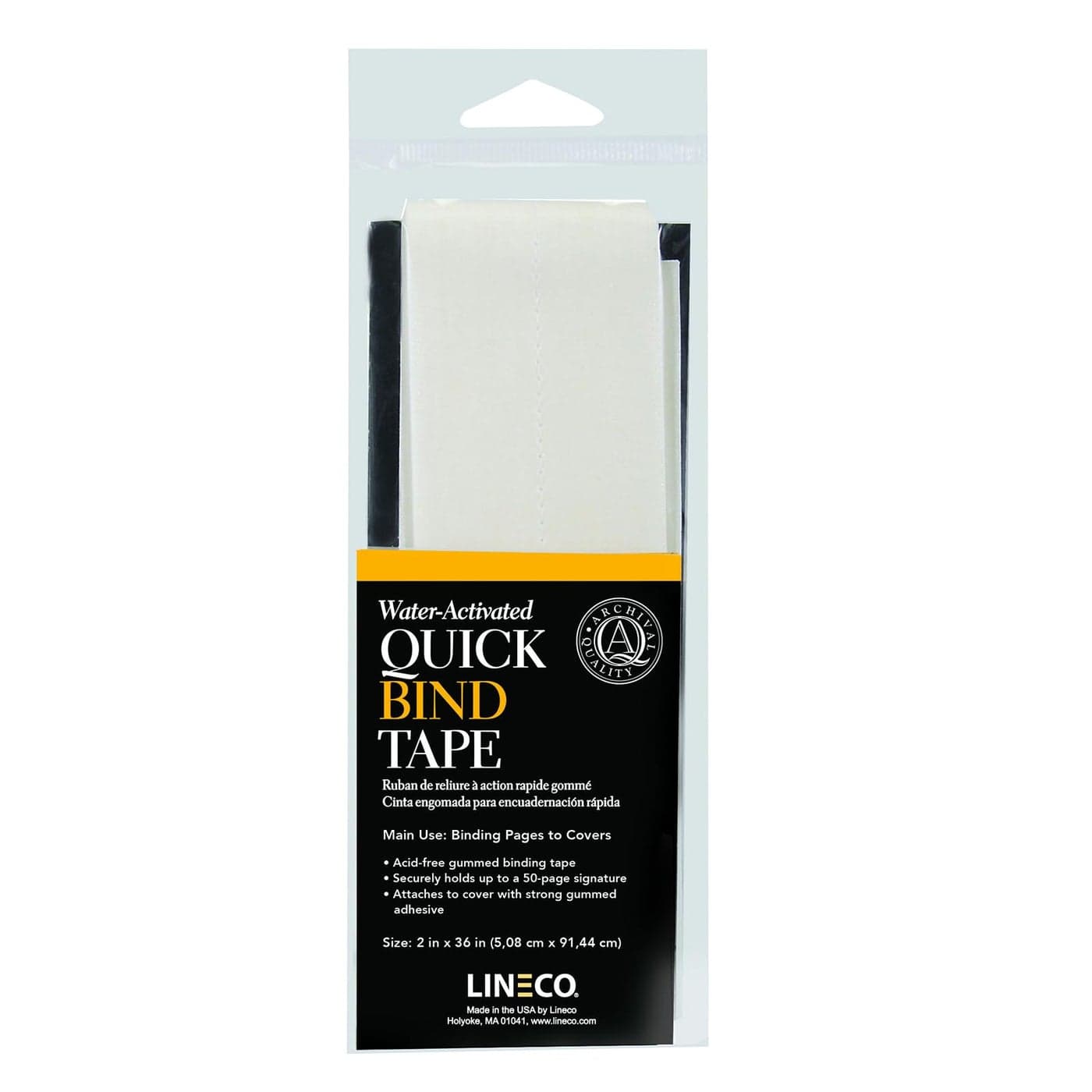 Lineco Quick Bind Book Repair Tape WaterActivated AcidFree Archival Bookbinding Adhesive Cloth for Pamphlets Making 2 X 36 inches White 7391202