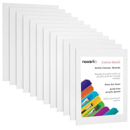Rousrie Canvas Board for Acrylic, Gouache, Watercolour,Ink Painting Board, Art Supplies for Artist (100% Cotton Canvas) (4PC (8x10))