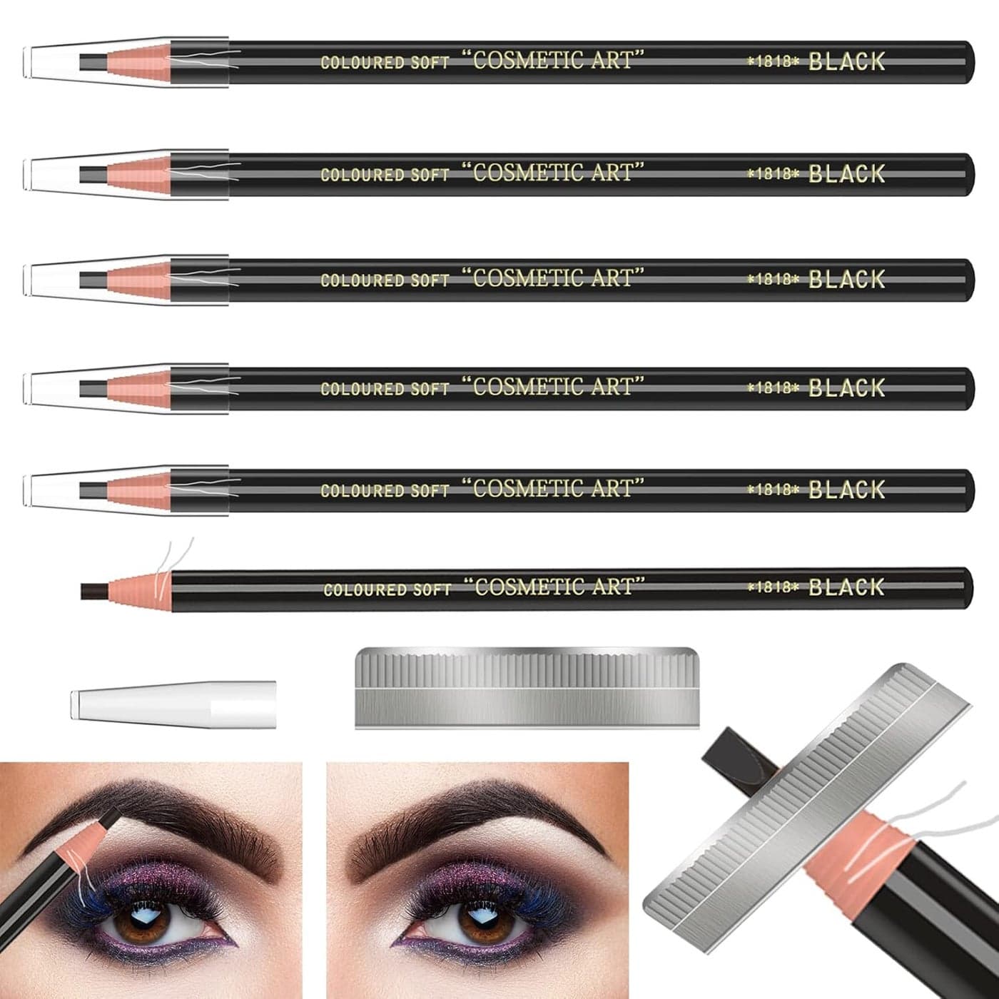Waterproof Eyebrows Pencil Tattoo Makeup And Microblading Supplies KitPermanent Eye Brow Liners In 5 Colors Waterproof Eyebrow Pencils Peel Brow Pencil Set For Marking 6 Black
