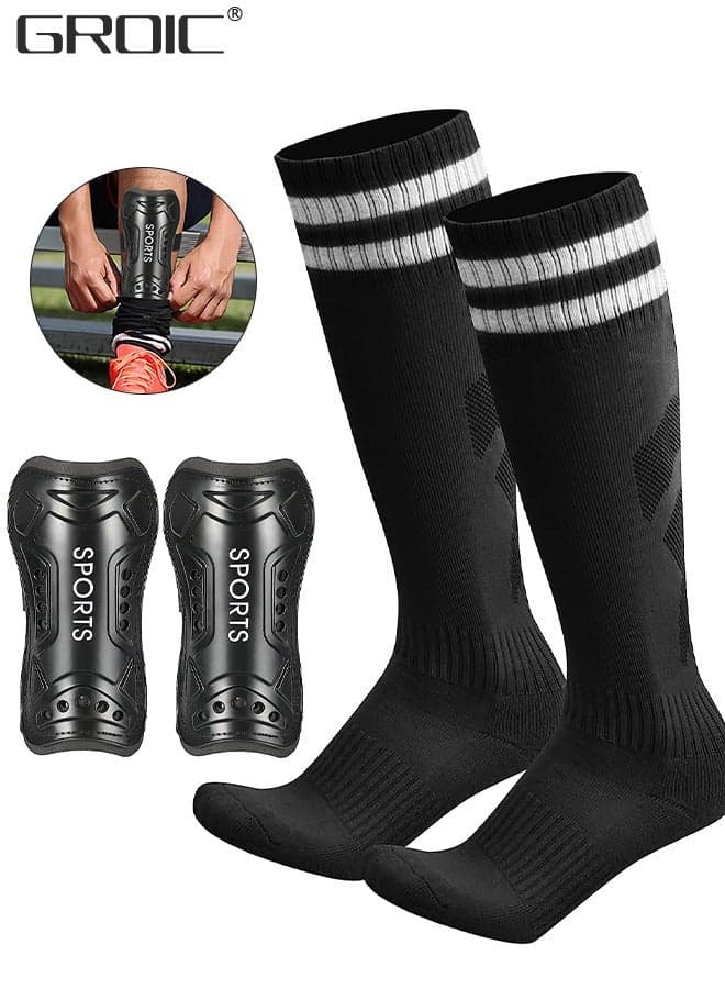 Soccer Shin Guards for Youth Kids Toddler, Protective Soccer Shin Pads & Sleeves Equipment - Football Gear for Teens with Football Socks and Shin Pads