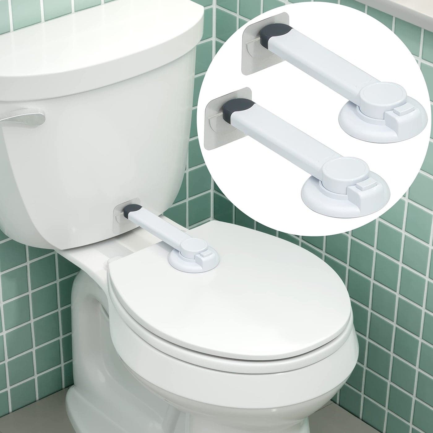 Toilet Locks Baby Proof 2Pack Ideal Baby Proof Toilet Lid Lock with Arm No Tools Needed Easy Installation with 3M Adhesive Top Safety Toilet Seat Lock Fits Most Toilets White