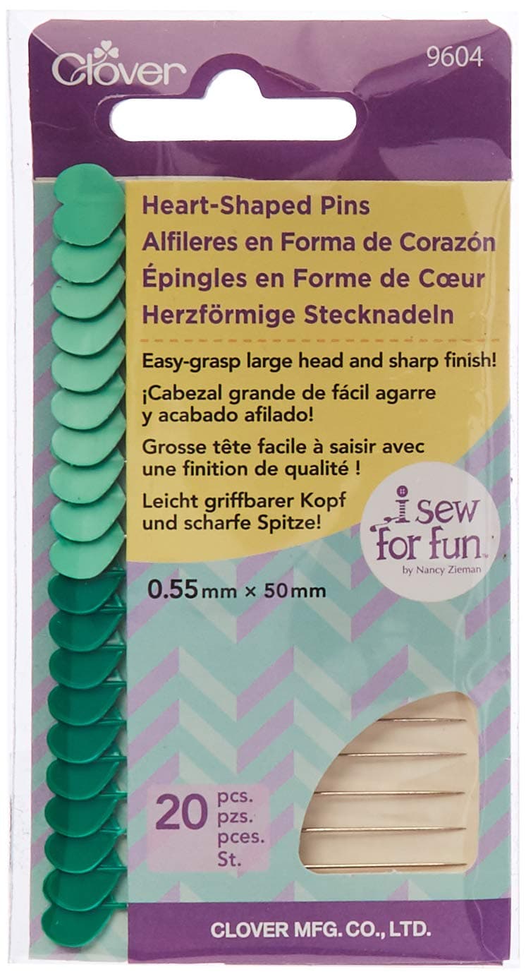 Clover 20Pkg I Sew for Fun Heart Shaped Pins
