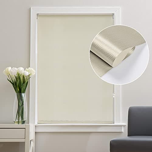 Deco Window 100% Blackout Roller Blinds for Windows (47 Inch W X 84 Inch H, Champagne) Sun, UV Protection & Glare Resistant for Home & Office