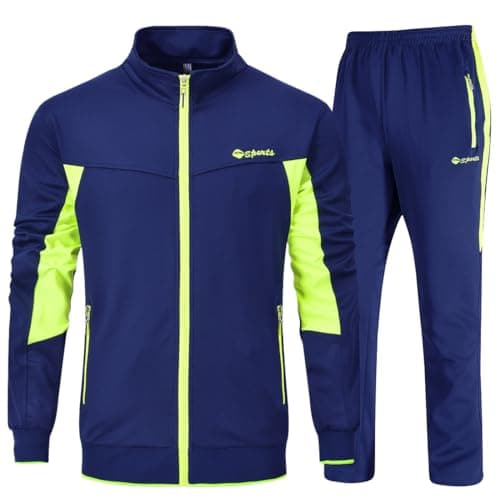 YSENTO Men's Tracksuits Outfits Set 2 Piece Jogging Suits Warm Up Sweatsuits Sweat Track Suits Sets Blue 3XL