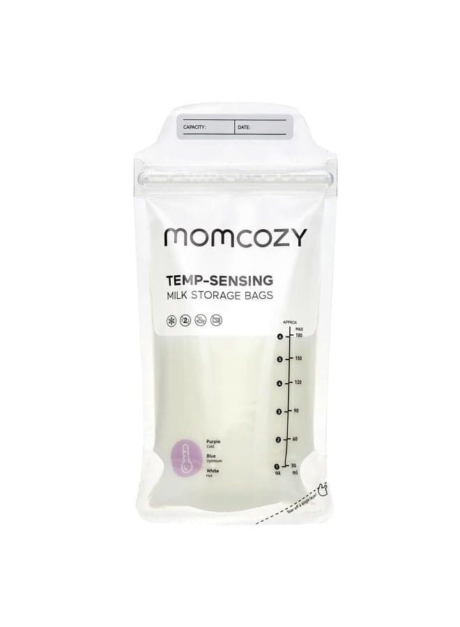 Breastmilk Storing Bags, Temp-Sensing Discoloration Milk Storing Bags for Breastfeeding, Disposable Milk Storage Bag with 6 Ounce Self Standing, No-Leak Milk Freezer Storage Pouches, 200pcs