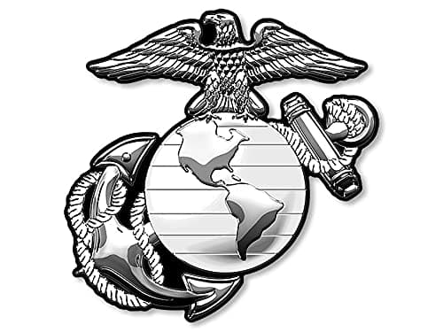 US Marines Eagle Globe Shaped 3D Look Sticker Silver Officially Licensed by The US Marine Corps 3 inch