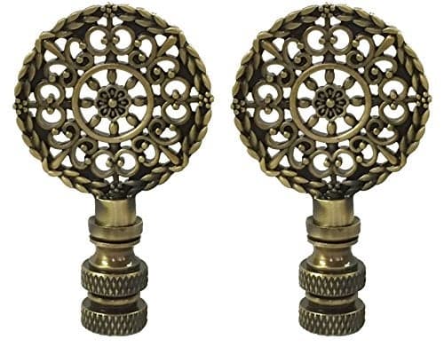 Royal Designs Mandala Filigree 2.5" Lamp Finial for Lamp Shade, Antique Brass - Set of 2
