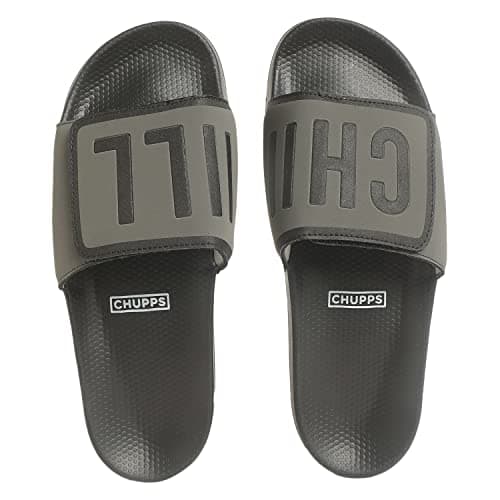 CHUPPS Bandwidth Velcro Slider for Men | Comfortable Flip Flop Slipper with FOAM6 6mm Cushioned Upper|Snug Fit & Adjustable Velcro Strap|ERGOX PLUS Contoured Footbed|Comfortable Slippers for Men - 8