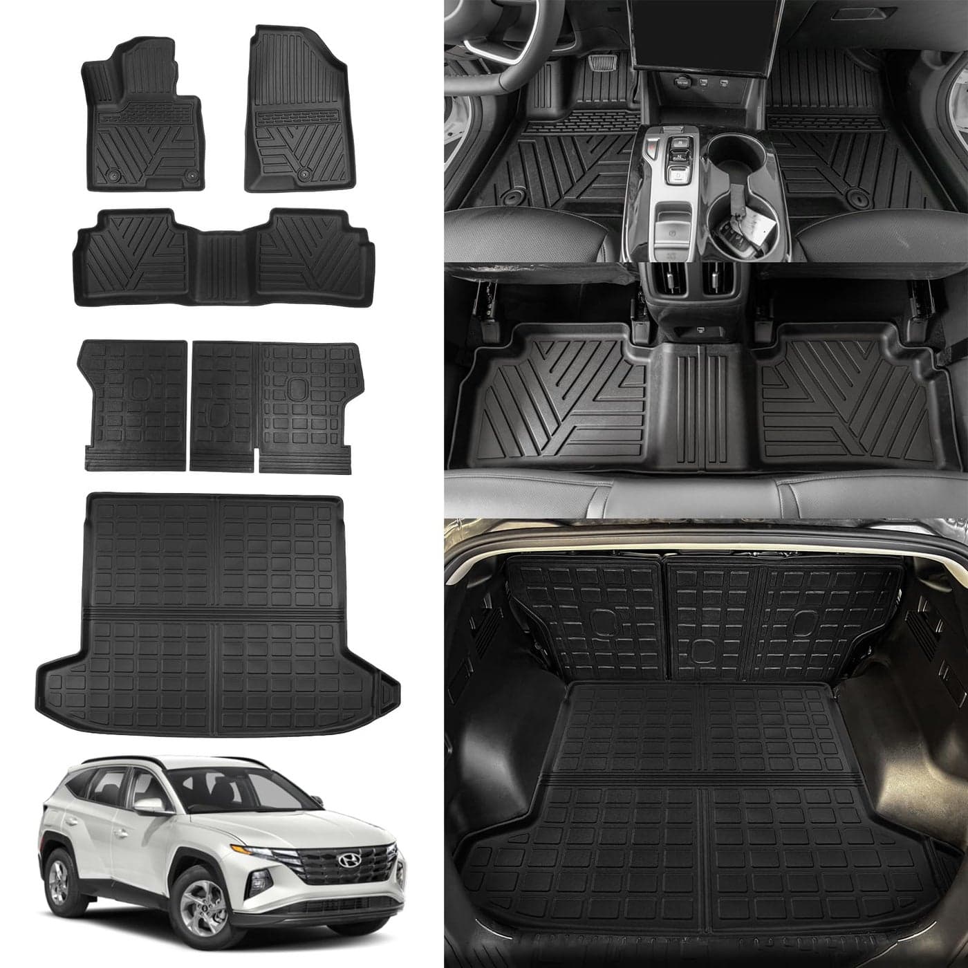 Rongtaod Floor Mats Compatible with 2022 2023 2024 2025 Hyundai Tucson Upgrade Cargo Mat Trunk Mat Cargo Liner Back Seat Cover Protector Tucson Accessories Backrest MatsTrunk matFloor Mats