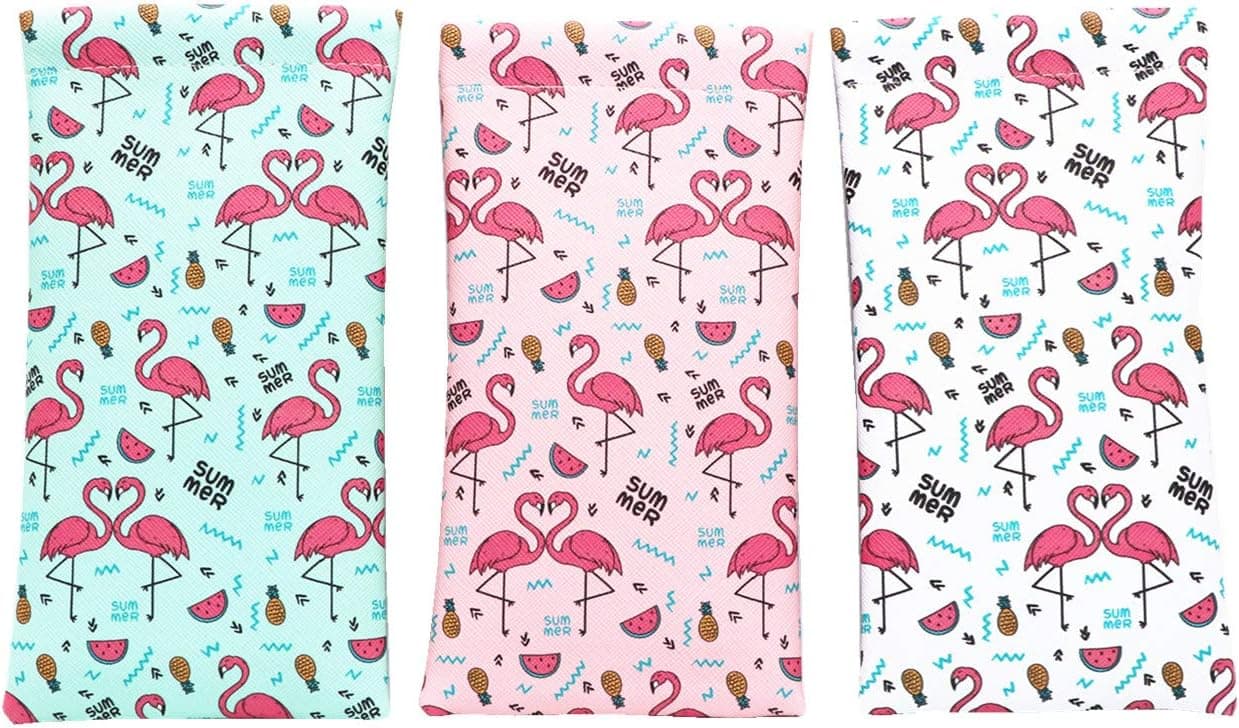 PACK of 3 pcs Squeeze Top Sunglasses Pouch Eyeglass Cases Eyeglass Holder