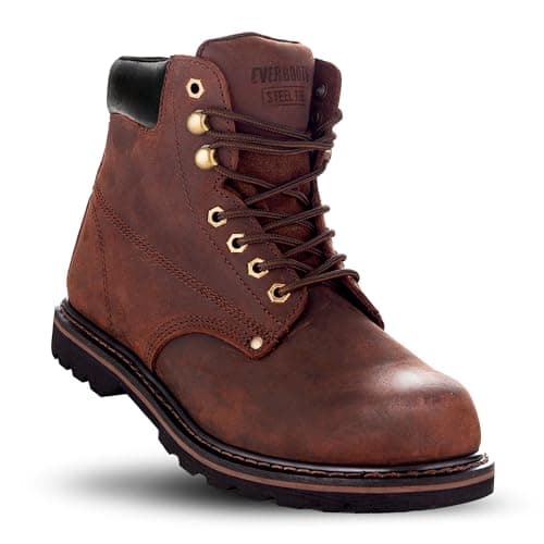 EVERBOOTS Tank S Steel Toe Work Boots for Men, Comfort Technology, Anti Slip Grip & Ultra Shock Absorption, Heavy Duty Leather Boot, Safety Industrial Workwear Construction(13, Dark Brown)