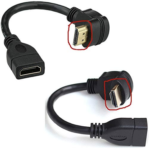 Bluwee 2-Pack (90-Degree & 270-Degree) HDMI Extension Cable HDMI Male to Female Extension Wire Cord HDMI Extender Adapter - Gold Plated Plugs, Black (0.5FT)