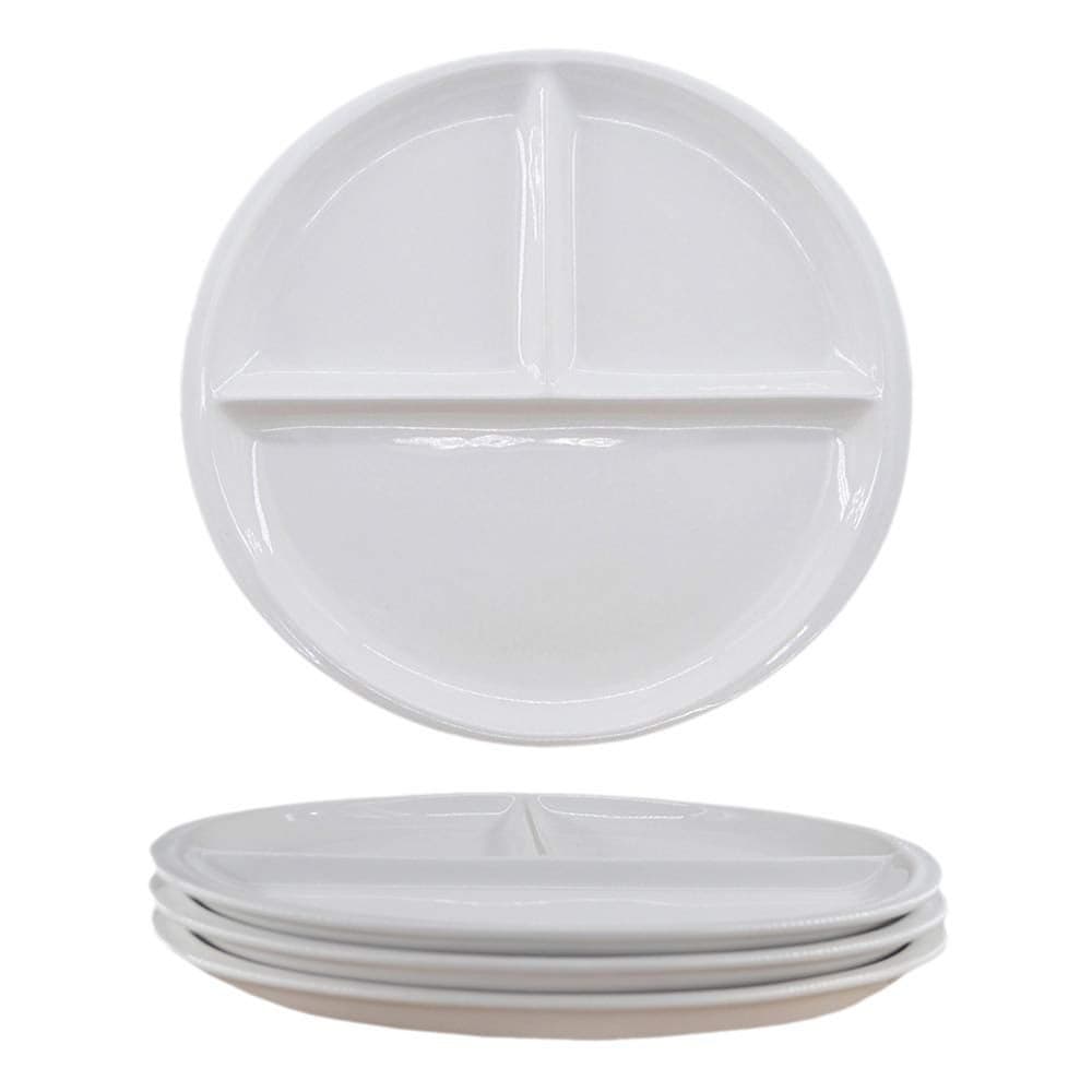 FLYING BALLOON 4 pcs Elegant Round Shaped Ceramic Divided Plate Dinner Plates Luncheon Plates Salad Plates Dishes for Kitchen