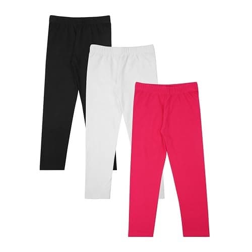 CLAP Girls Premium Cotton Churidar Regular Fit Strechable Leggings Plain Combo Set of 3 (in, Age, 2 Years, 3 Years, Regular, Black White Pink)
