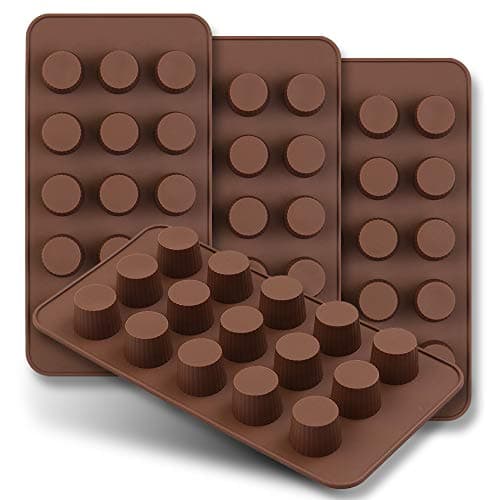 homEdge 15-Cavity Mini Cup Chocolate Mold, Set of 4PCS Non Stick Food Grade Silicone Mold for Candy Keto Fat Bomb, Chocolate, Peanut Butter-Pay Attention to the Size!